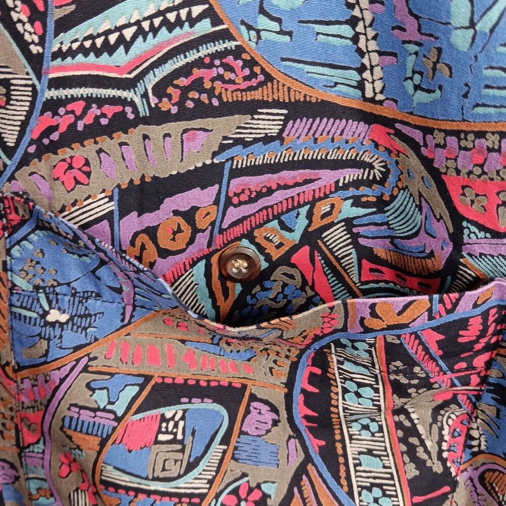 ENRO Shirt Mens 2XL Multicolor Paisley Print‎ Cotton Long Sleeve Button Down - Picture 4 of 16